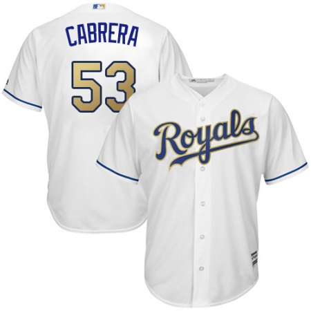 Youth Majestic Kansas City Royals #53 Melky Cabrera Replica White Home Cool Base MLB Jersey