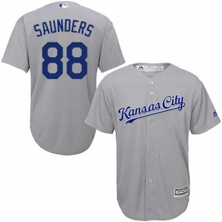 Men's Majestic Kansas City Royals #88 Michael Saunders Replica Grey Road Cool Base MLB Jersey