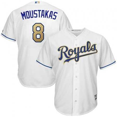 Men's Majestic Kansas City Royals #8 Mike Moustakas Replica White Home Cool Base MLB Jersey