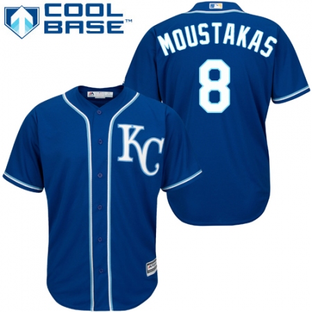 Women's Majestic Kansas City Royals #8 Mike Moustakas Replica Blue Alternate 2 Cool Base MLB Jersey