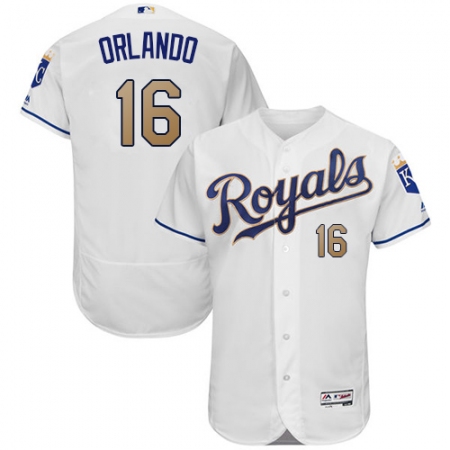 Men's Majestic Kansas City Royals #16 Paulo Orlando White Home Flex Base Authentic MLB Jersey