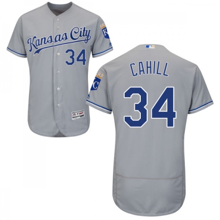 Men's Majestic Kansas City Royals #34 Trevor Cahill Grey Flexbase Authentic Collection MLB Jersey