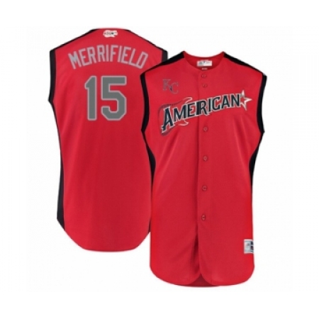Men's Kansas City Royals #15 Whit Merrifield Authentic Red American League 2019 Baseball All-Star Jersey
