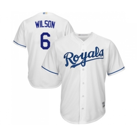 Men's Kansas City Royals #6 Willie Wilson Replica White Home Cool Base Baseball Jersey