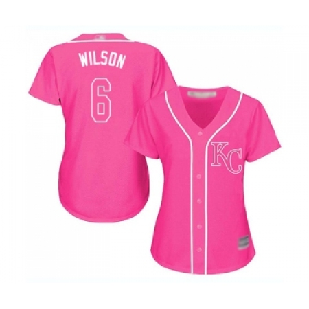 Women's Kansas City Royals #6 Willie Wilson Replica Pink Fashion Cool Base Baseball Jersey